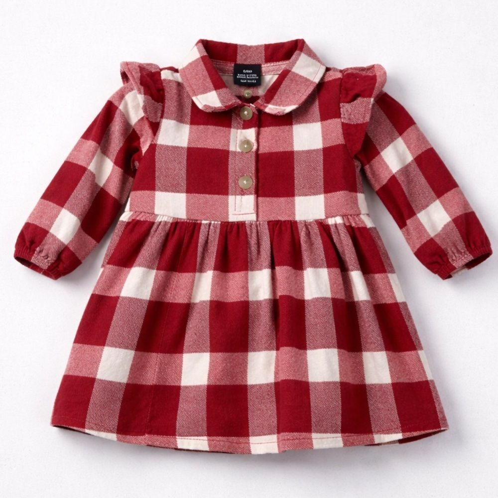 Limited Too red and white plaid flannel dress NWT size 6-9 months